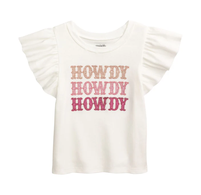 Mud Pie Toddler Girl's Howdy Western Glitter Tee