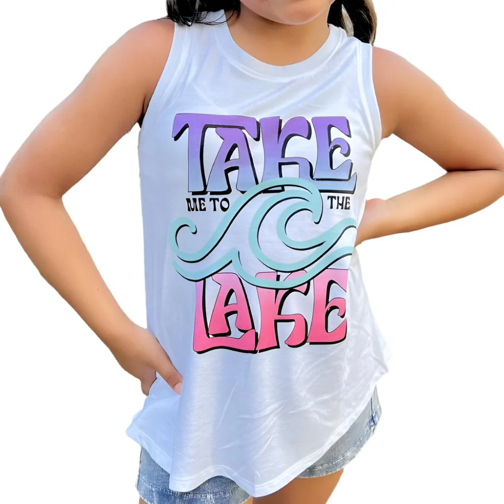 Girl's "Take Me To The Lake" Tank - FINAL SALE - Large