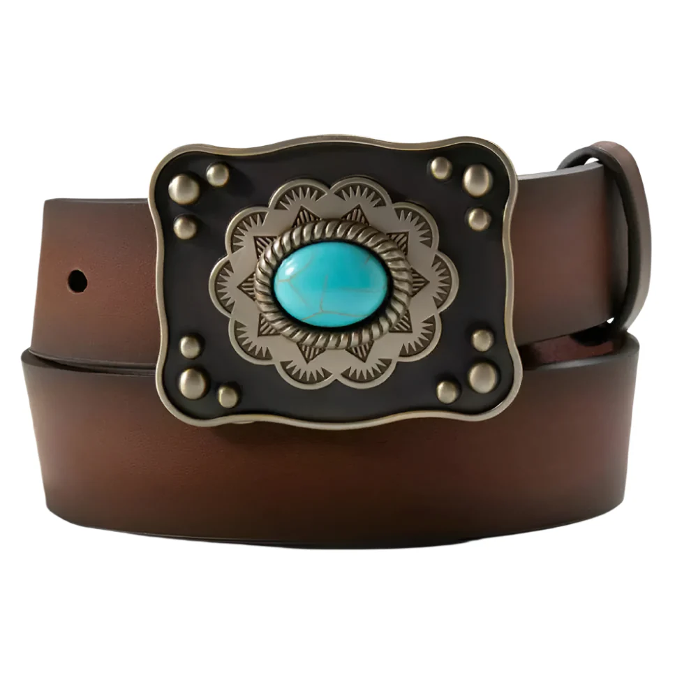 Ariat Girl's Western Belt with Turquoise Stone Buckle