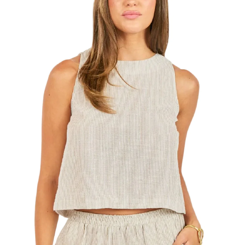 Sadie & Sage Taupe Garden Sun Button Tank Top