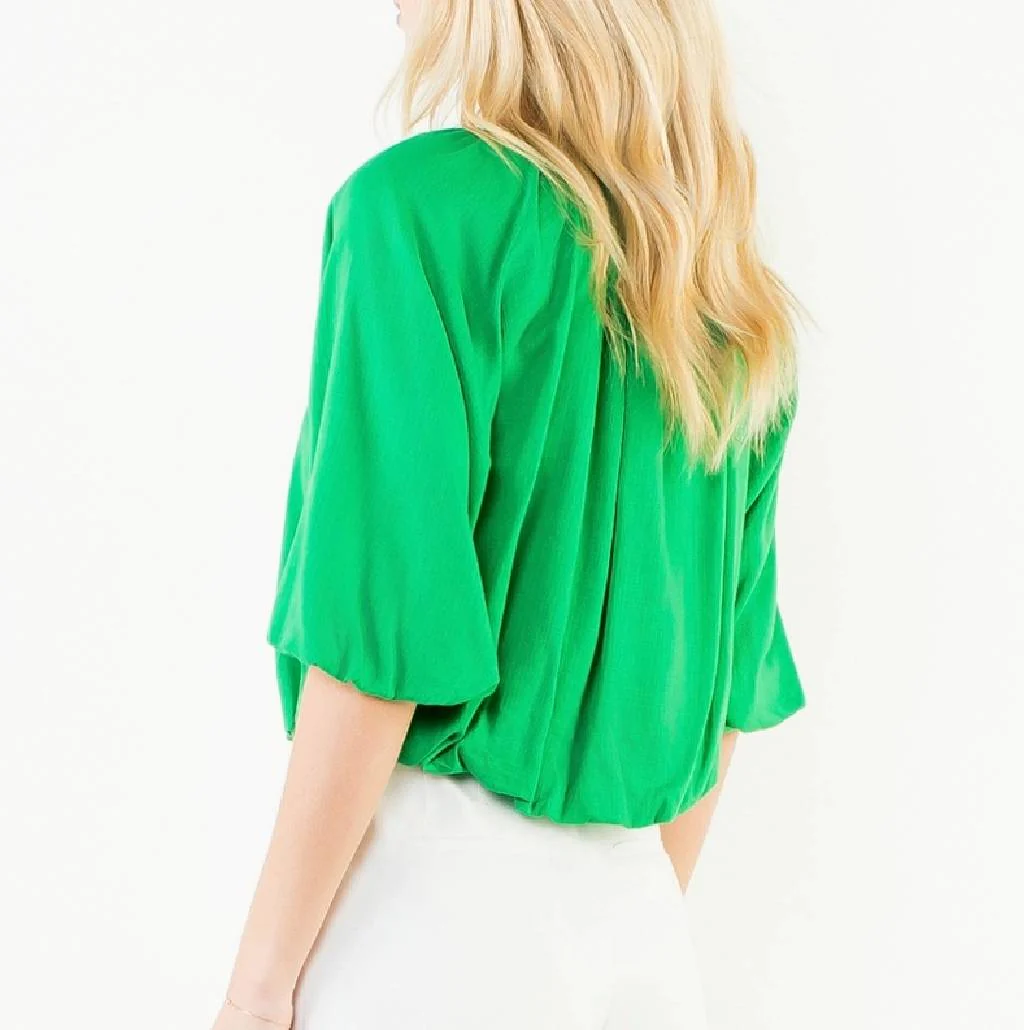 Gathered Neck Green Top - Image 2