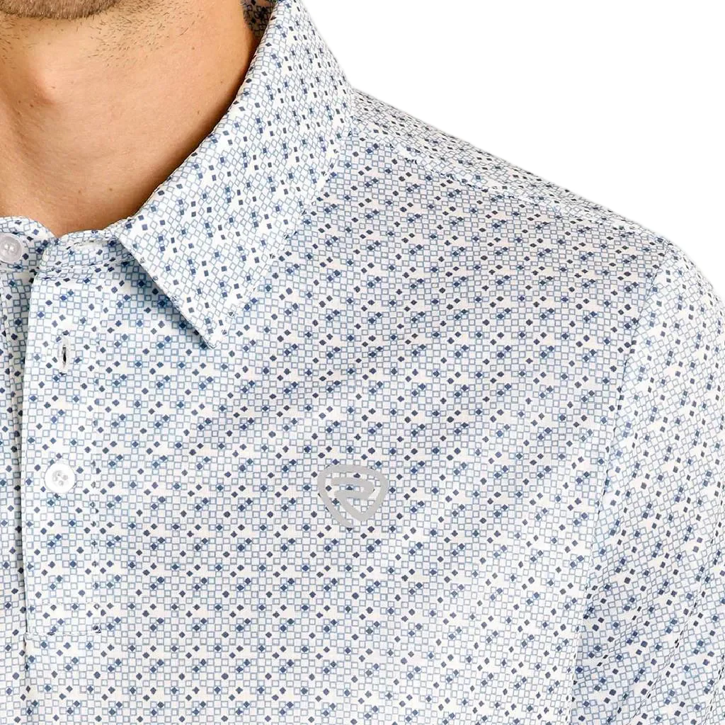 Rock & Roll Denim Men's Blue Geo Print Polo Shirt - Image 3