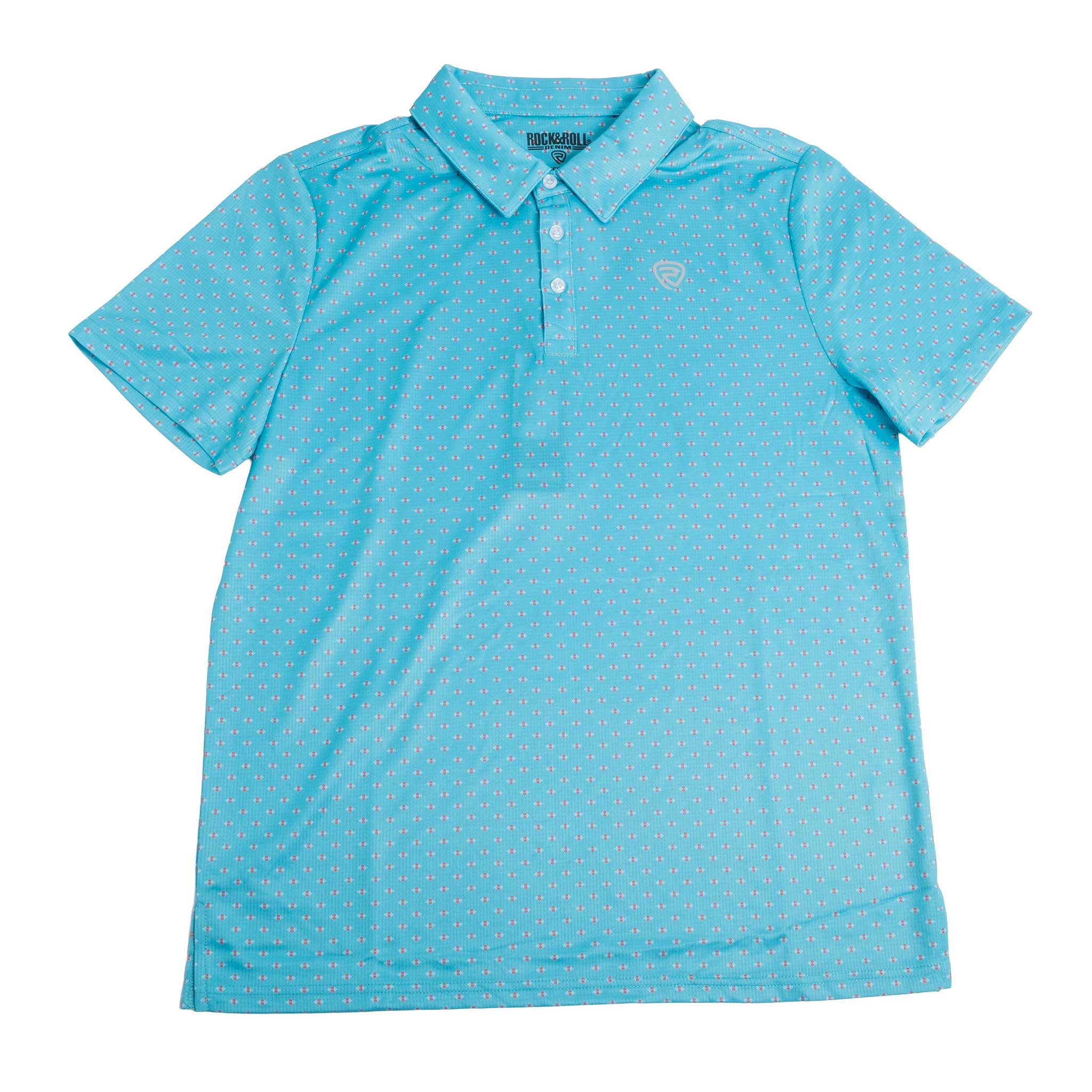 Rock & Roll Denim Men's Peacock Geo Print Polo Shirt