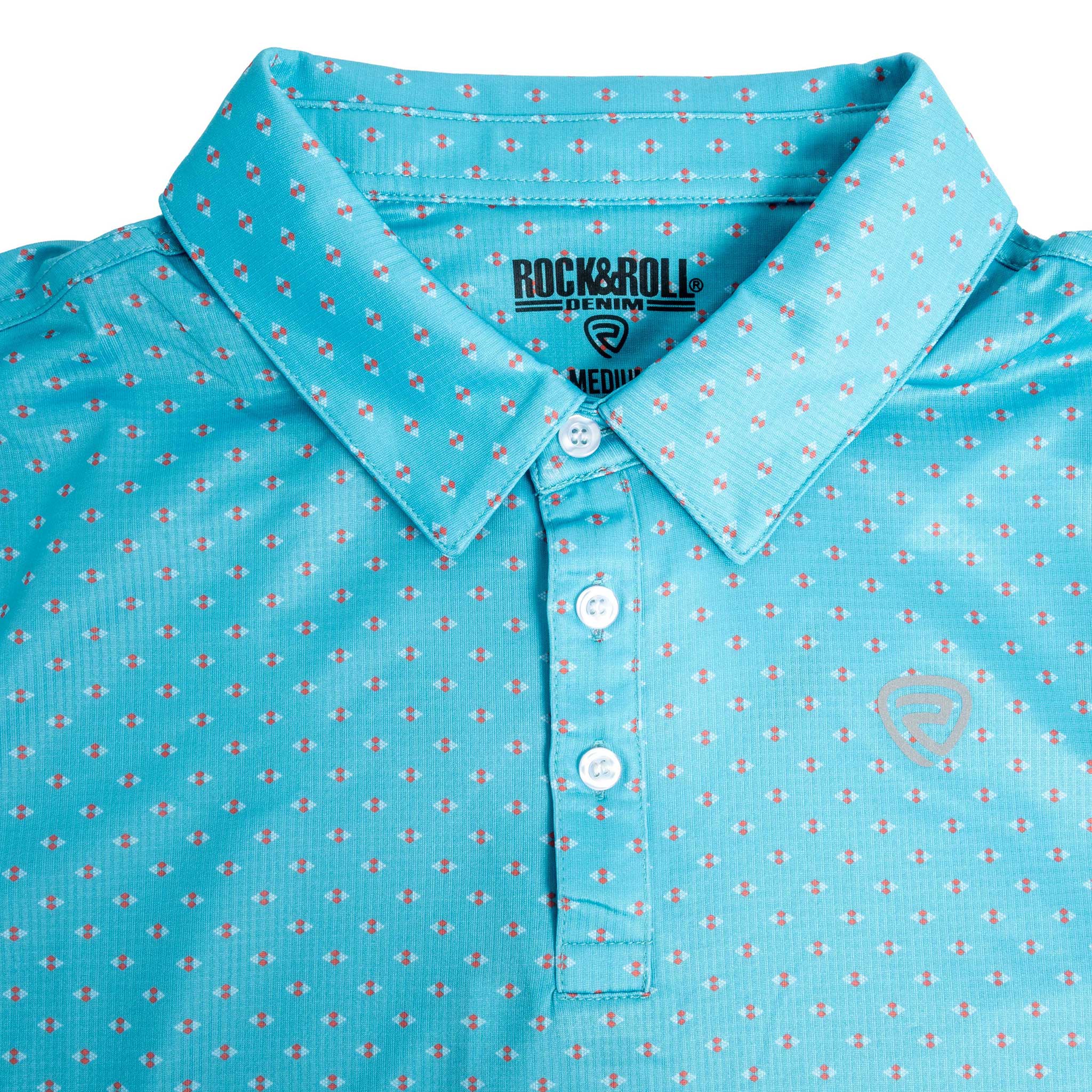Rock & Roll Denim Men's Peacock Geo Print Polo Shirt - Image 2