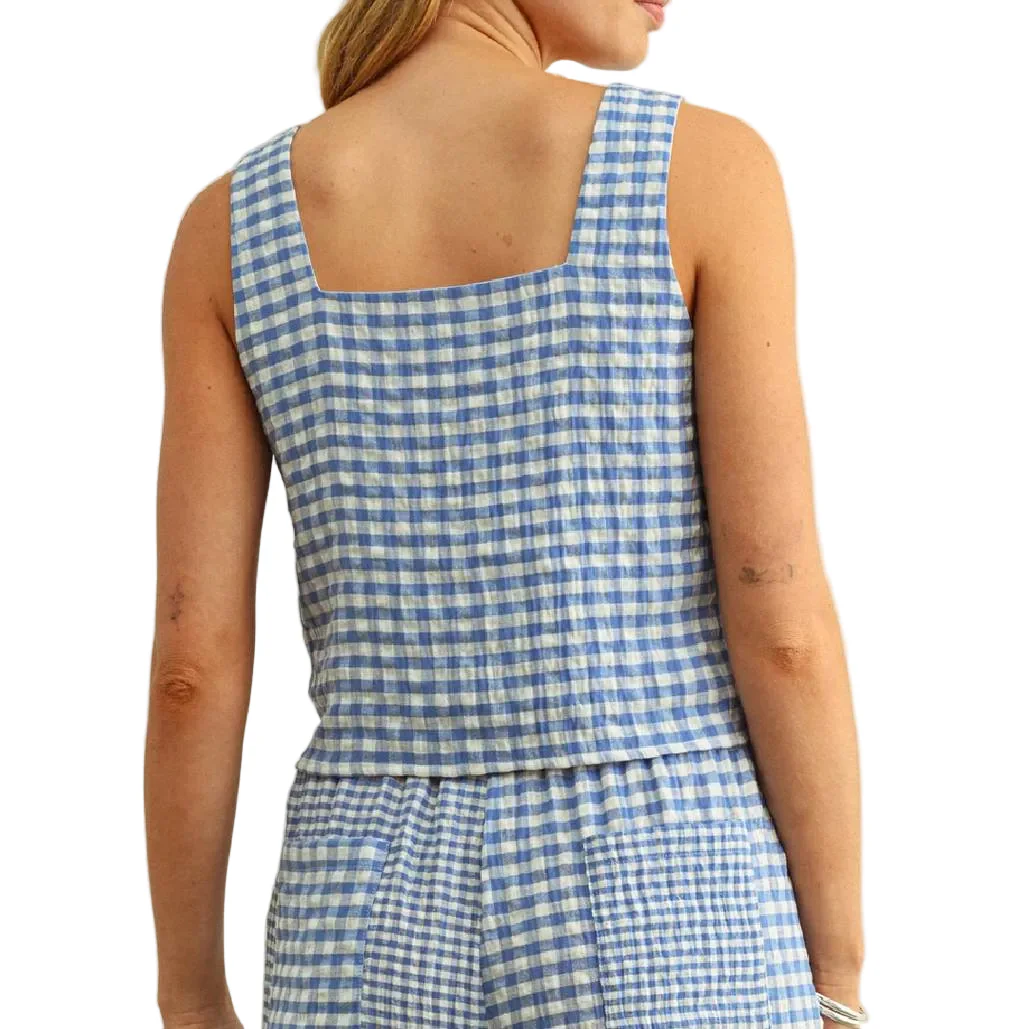 Miou Muse Gingham Square Neck Tank Top - Image 2