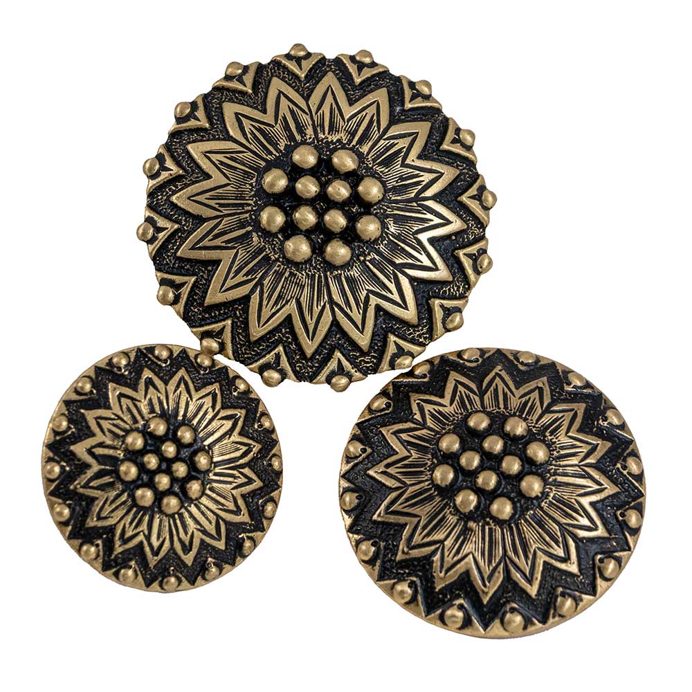 Brass Geometric Flower Concho - Image 2