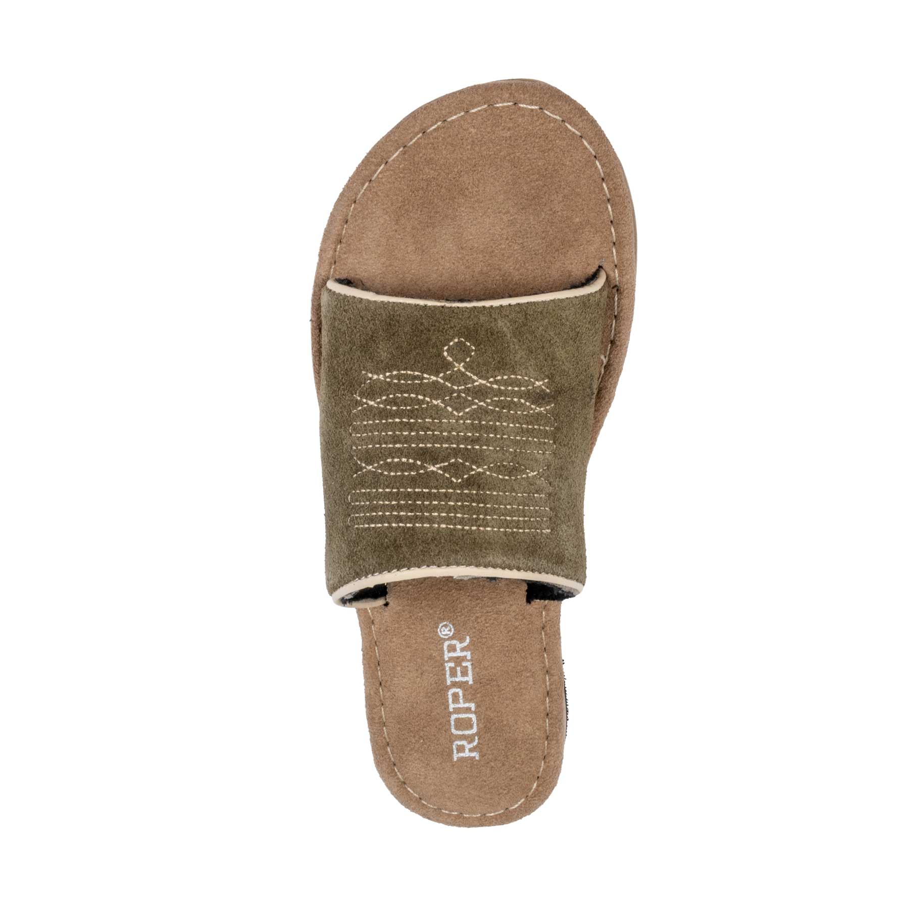 Roper Women's Hampton Green Cow Suede Slide Sandal - Image 3
