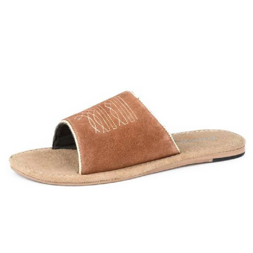 Roper Women's Hampton Tan Cow Suede Slide Sandal