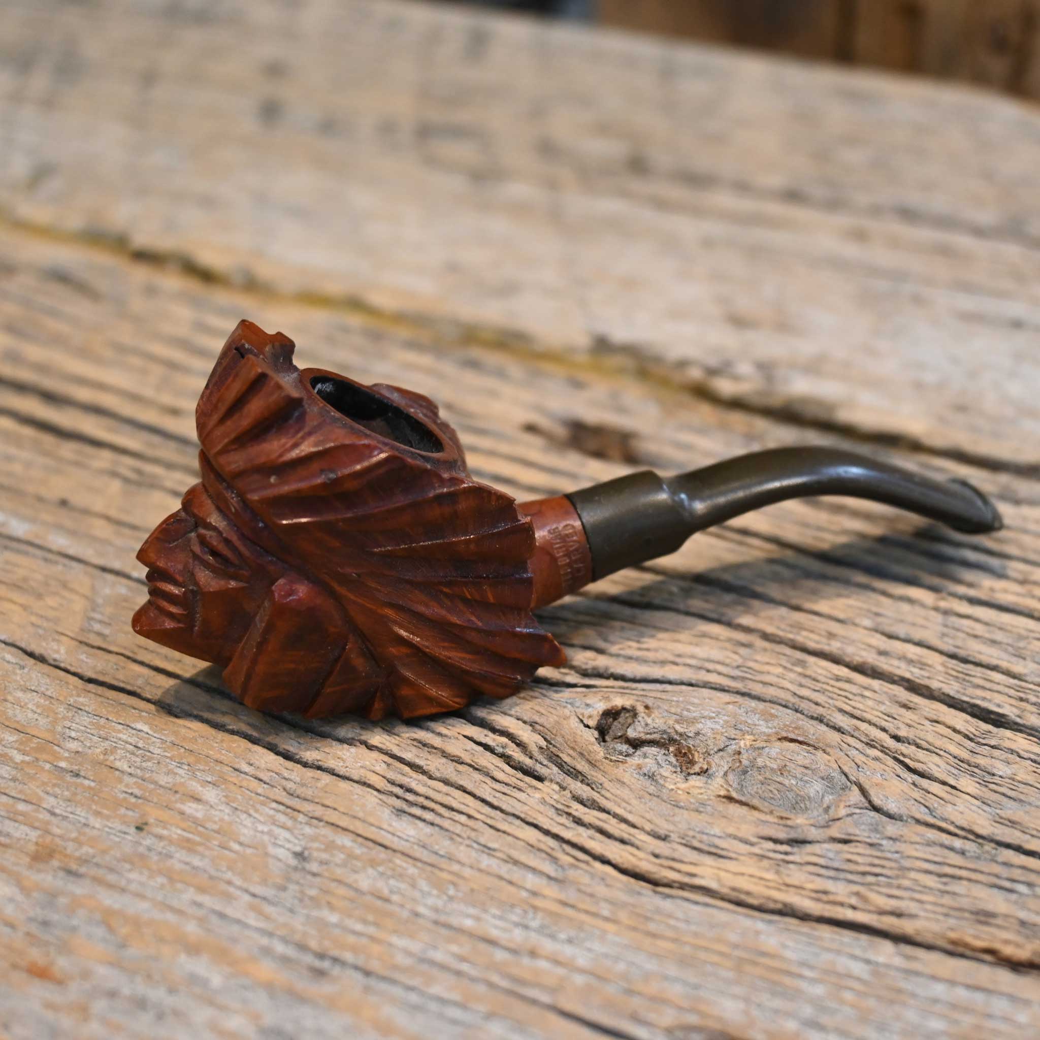Hand Carved Briar Wood Indian Head Pipe - Image 2