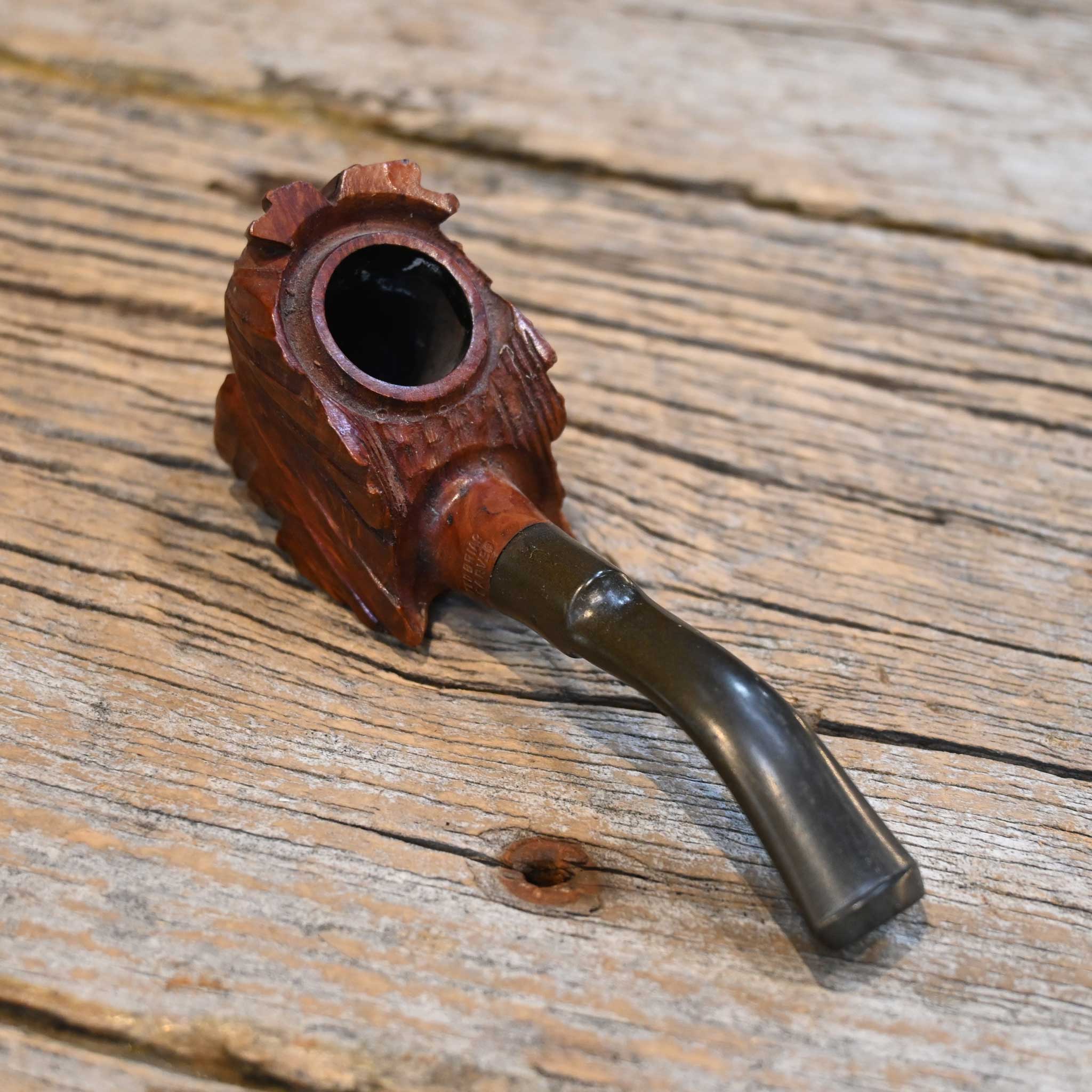 Hand Carved Briar Wood Indian Head Pipe - Image 3