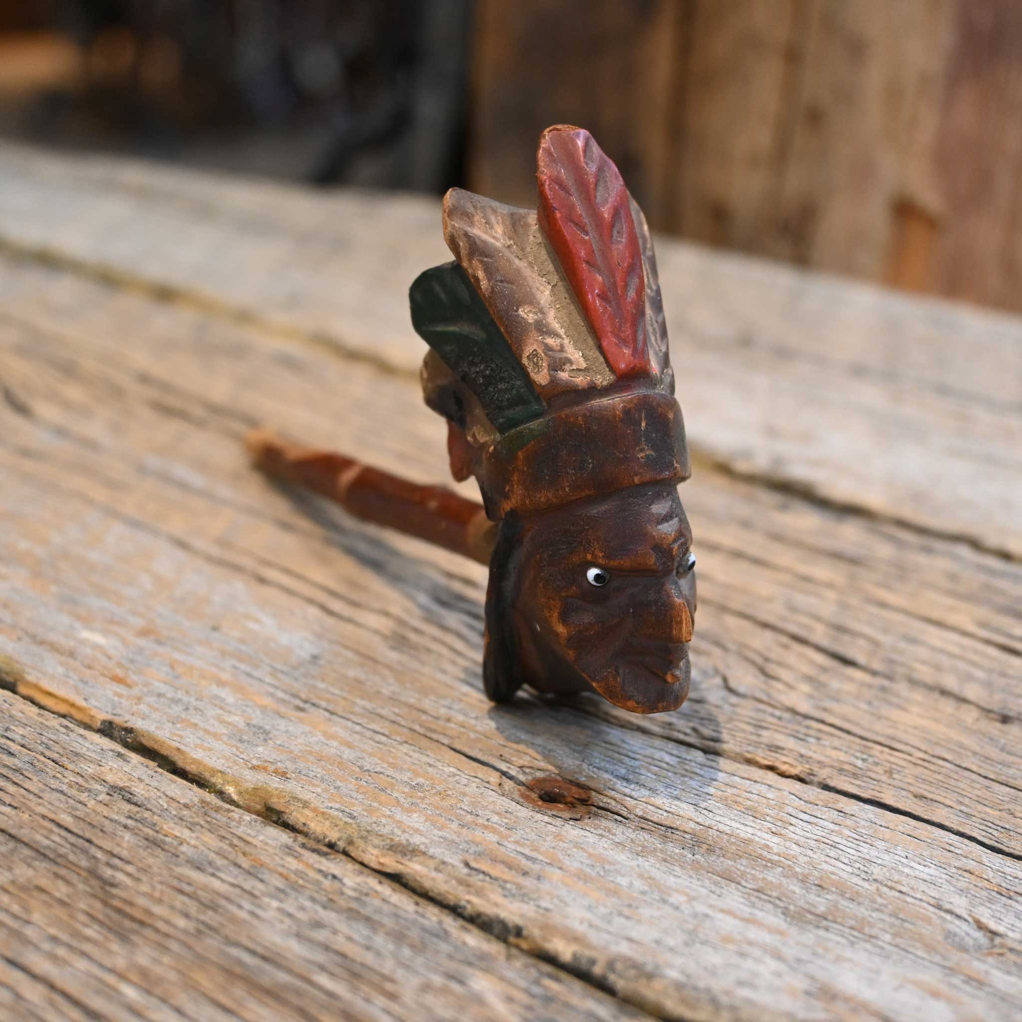 Hand Carved Wood Indian Head Pipe - Image 2