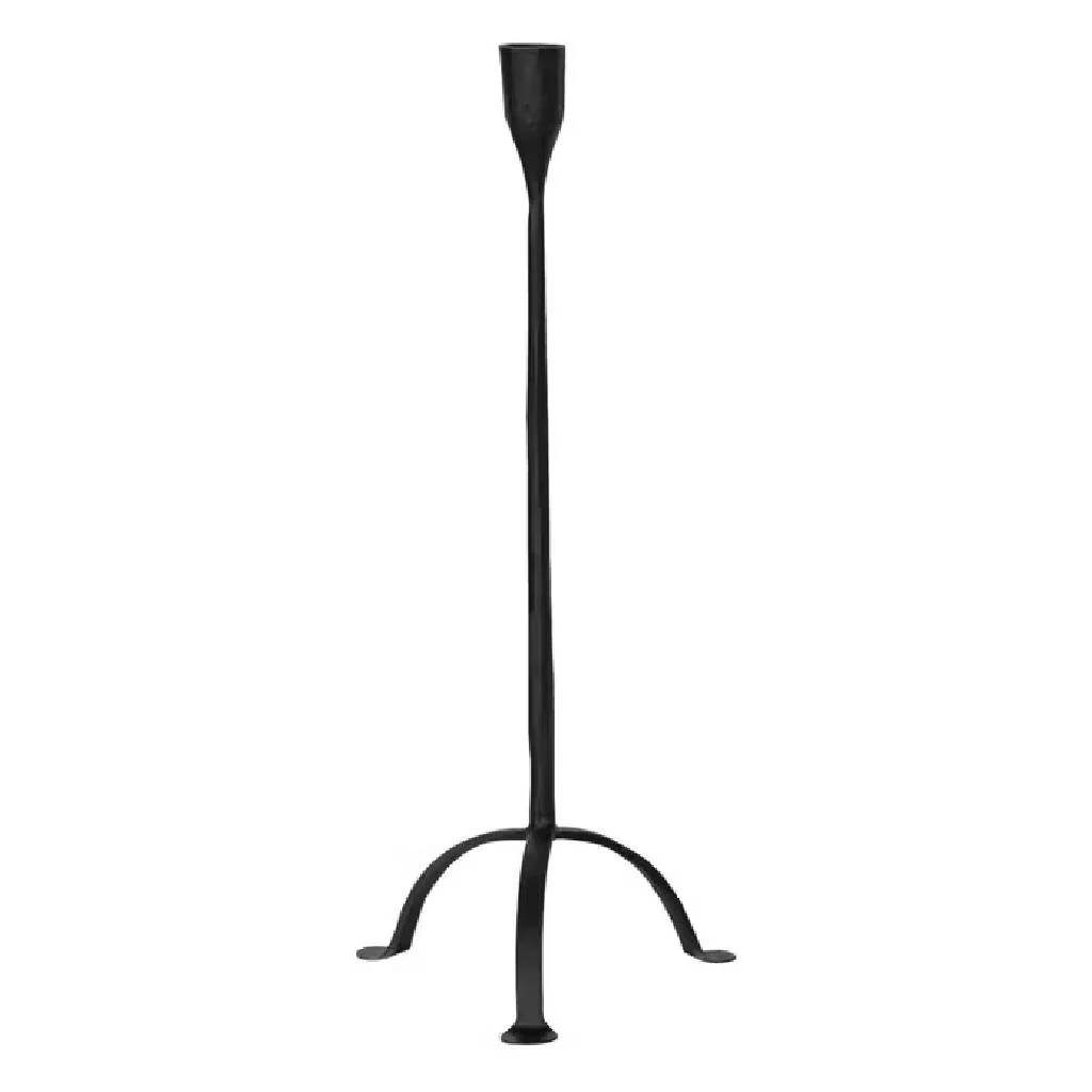 Hand Forged Cast Iron Footed Taper Holder 16"H