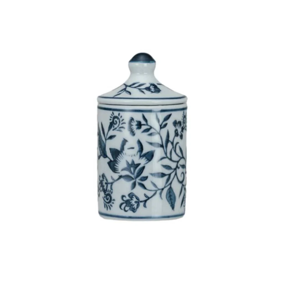 Hand-Painted Stoneware Floral Spice Jar