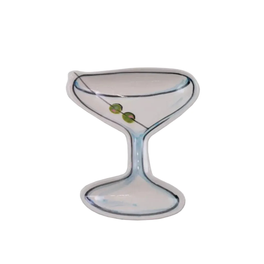 Hand Painted Stonewear Cocktail Shape Dish - Image 3