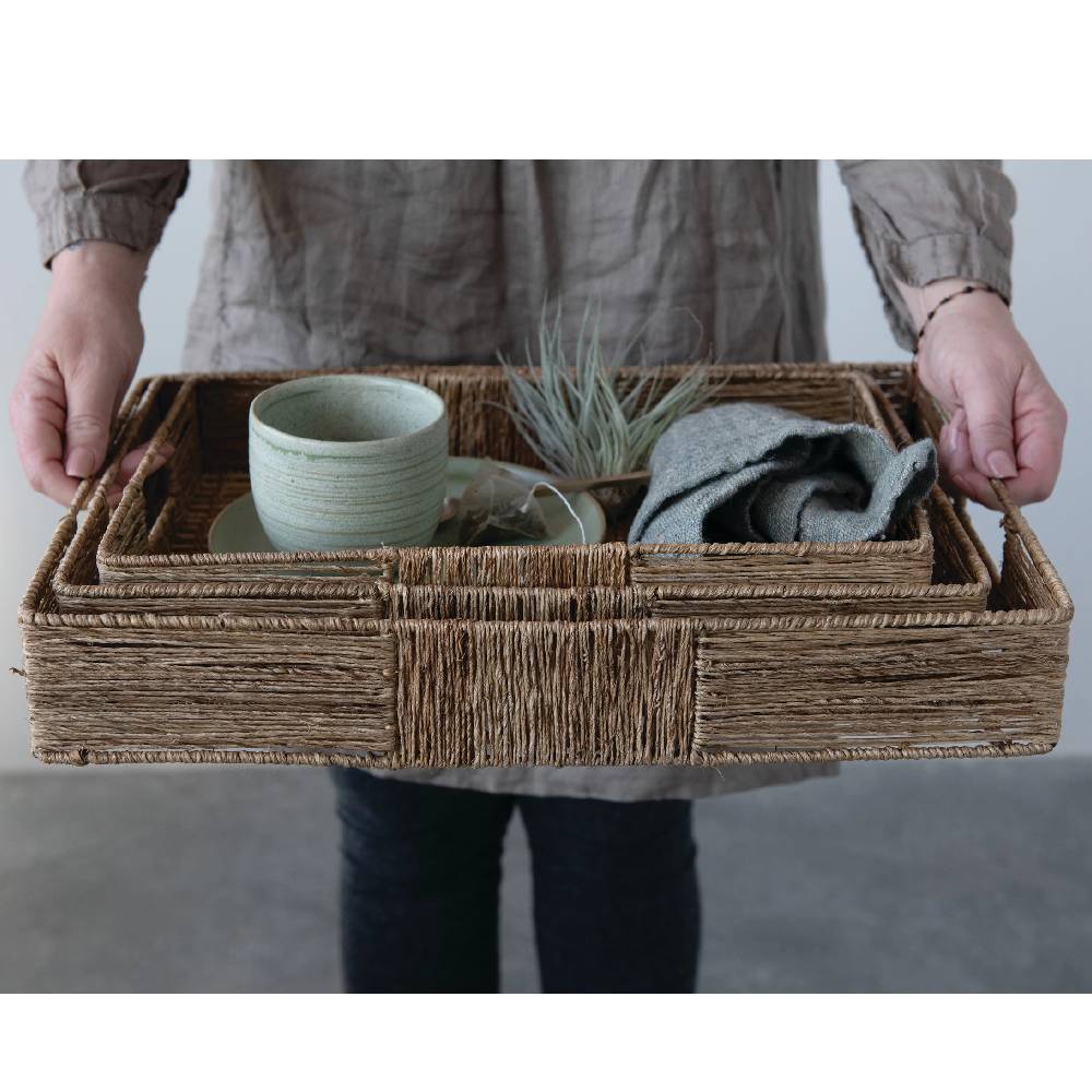 Hand-Woven Bamboo Handled Tray - FINAL SALE - Image 3