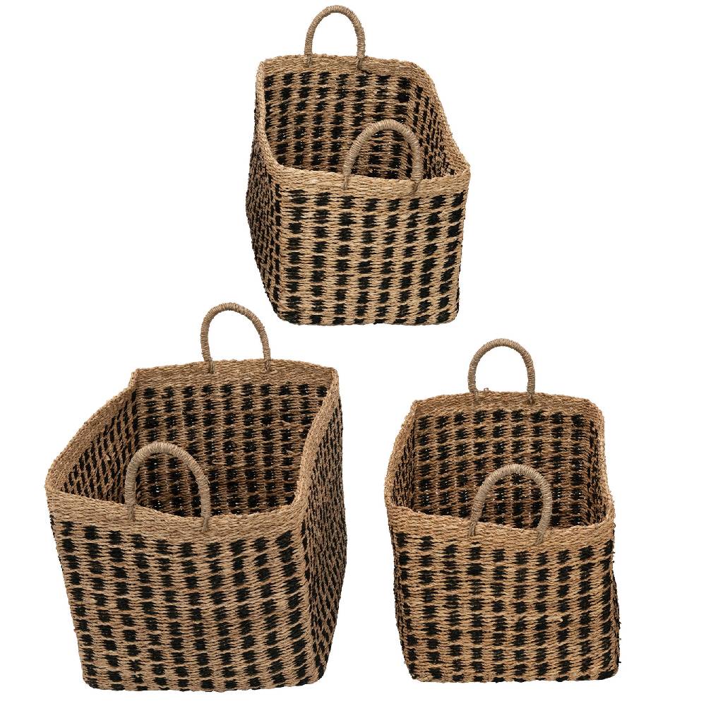 Hand Woven Sea Grass Basket Stripes - Image 3