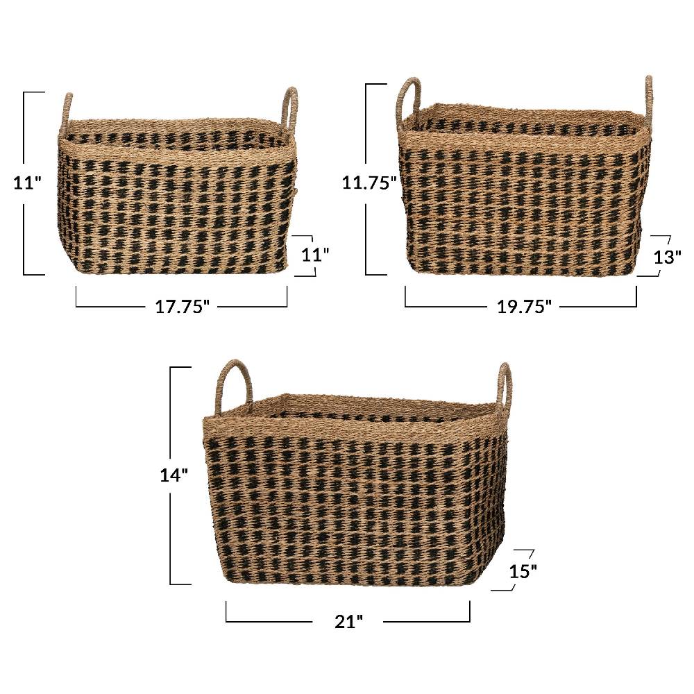 Hand Woven Sea Grass Basket Stripes - Image 4