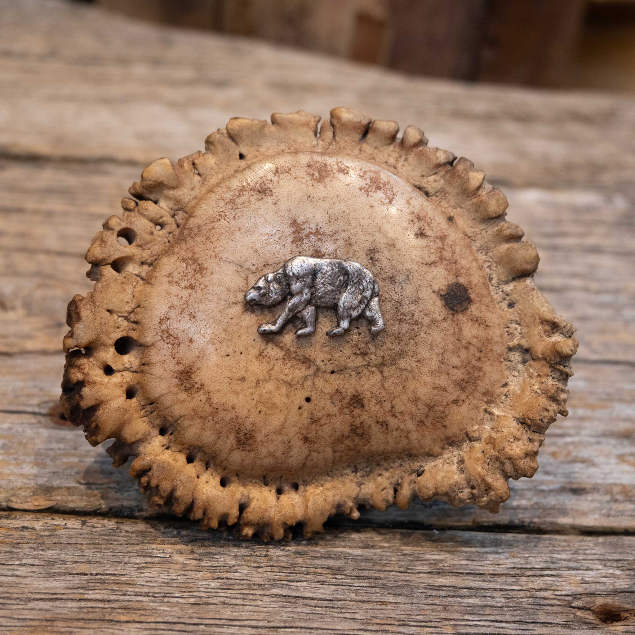 Handmade Elk Button Pewter Bear Belt Buckle