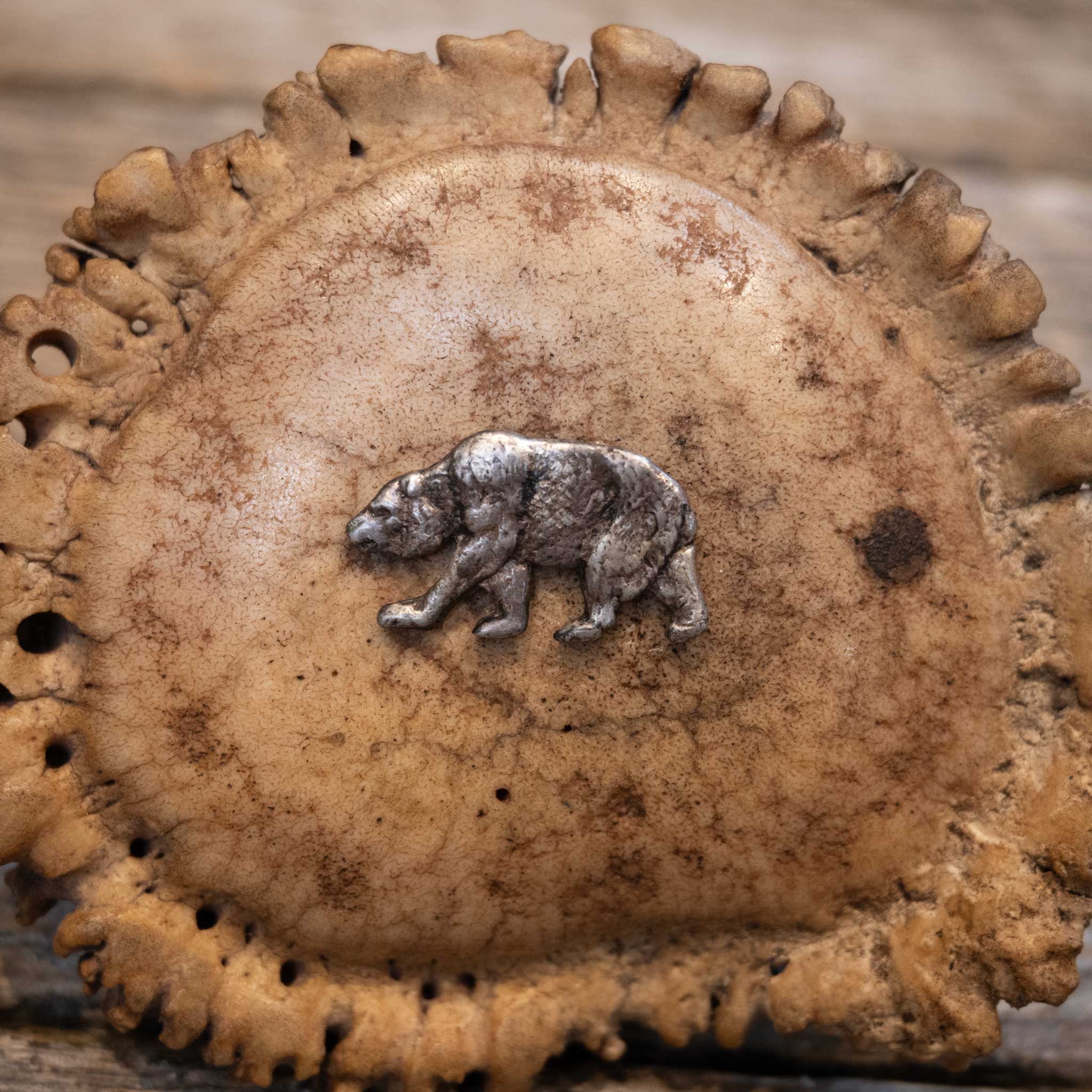 Handmade Elk Button Pewter Bear Belt Buckle - Image 2