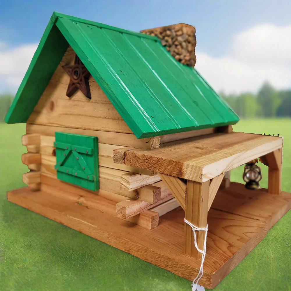 Handmade Wooden Green Roof Birdhouse