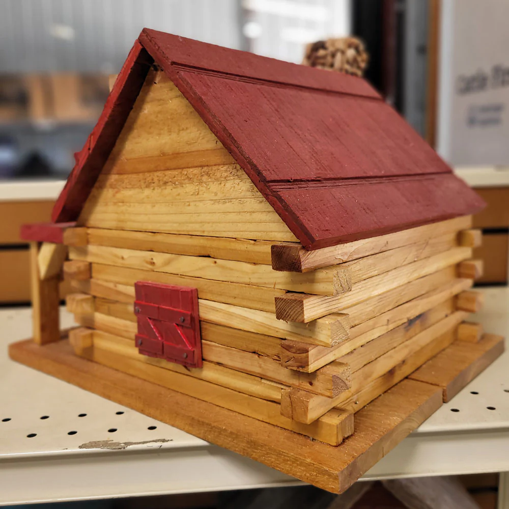 Handmade Wooden Red Roof Birdhouse - Image 2