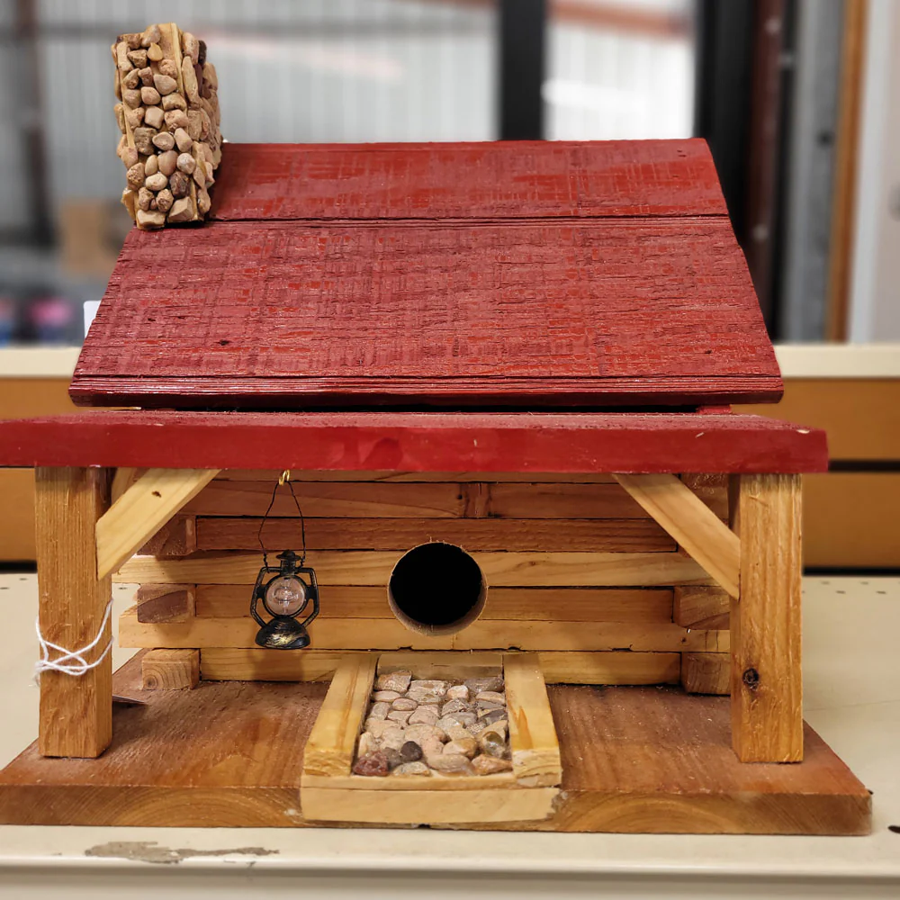 Handmade Wooden Red Roof Birdhouse - Image 3