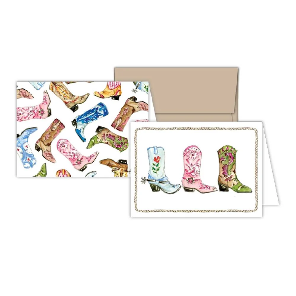 Handpainted Colorful Cowboy Boots Petite Note Combo