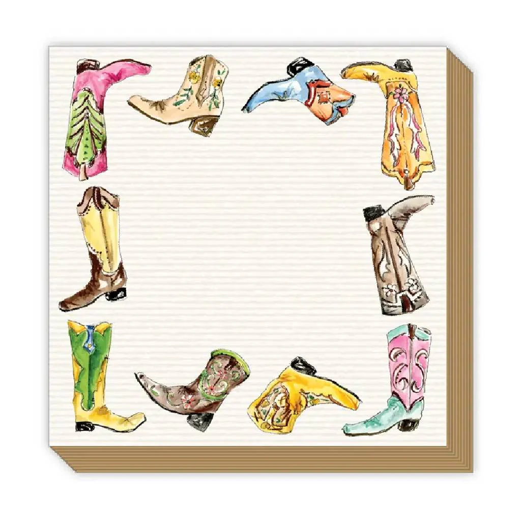 Handpainted Fancy Western Boot Border Luxe Notepad