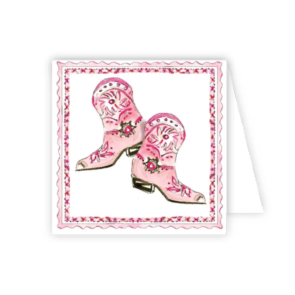 Handpainted Pink Cowboy Boots Enclosure Card