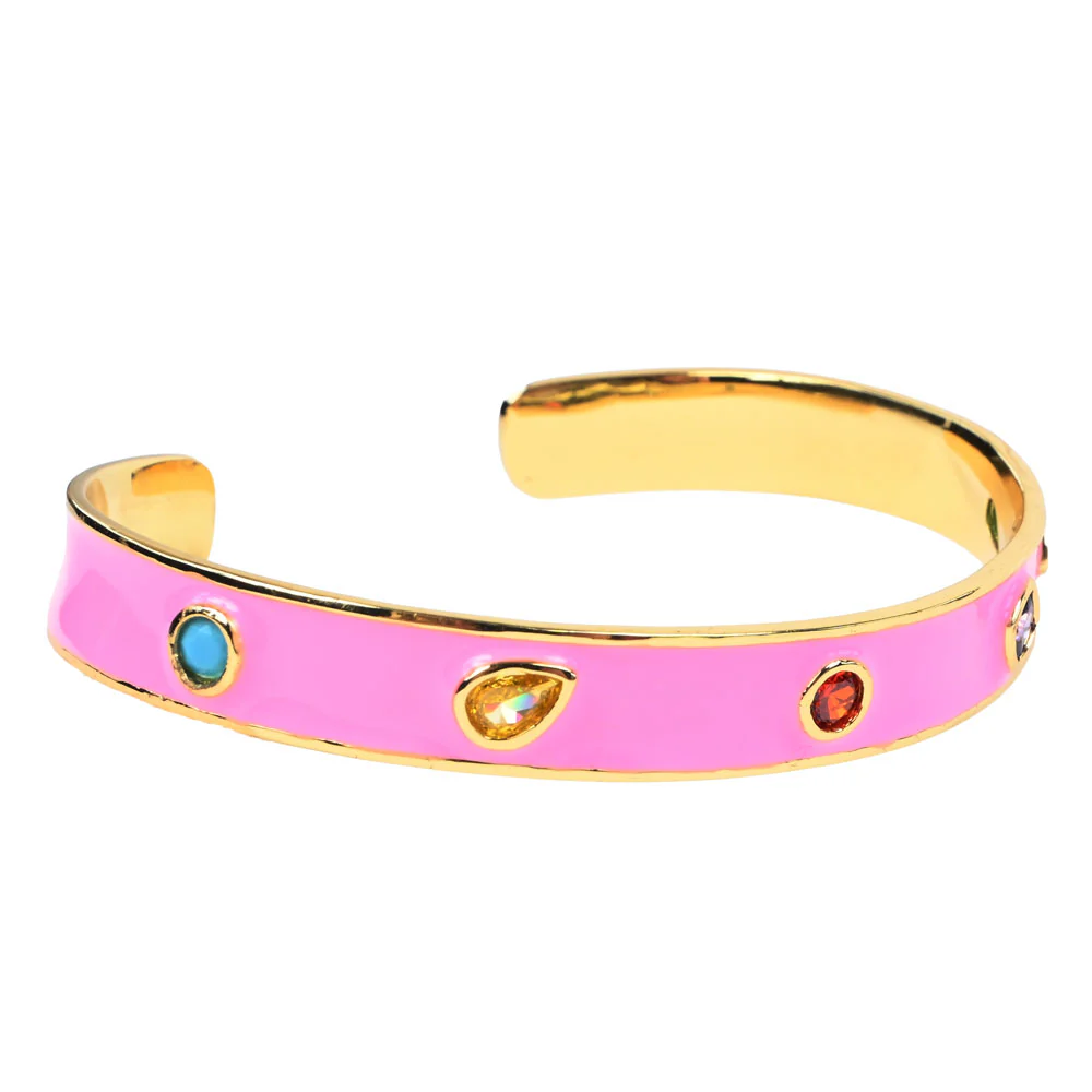 Harper Enamel Bangles - Pink