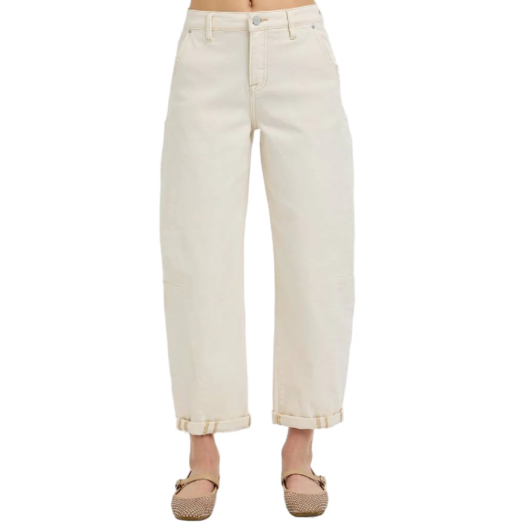 Risen High Rise Cuffed Relaxed Barrel Jean