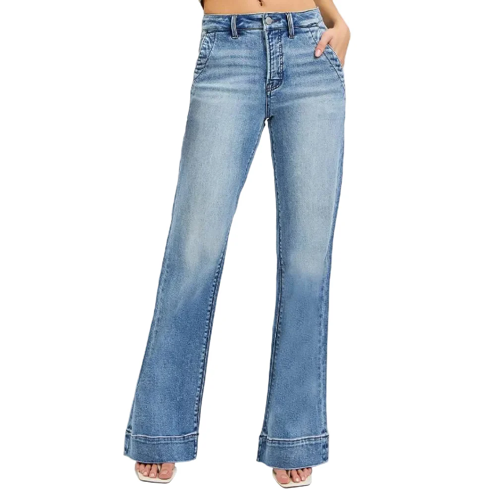 Risen High Rise Tummy Control Wide Flare Jean