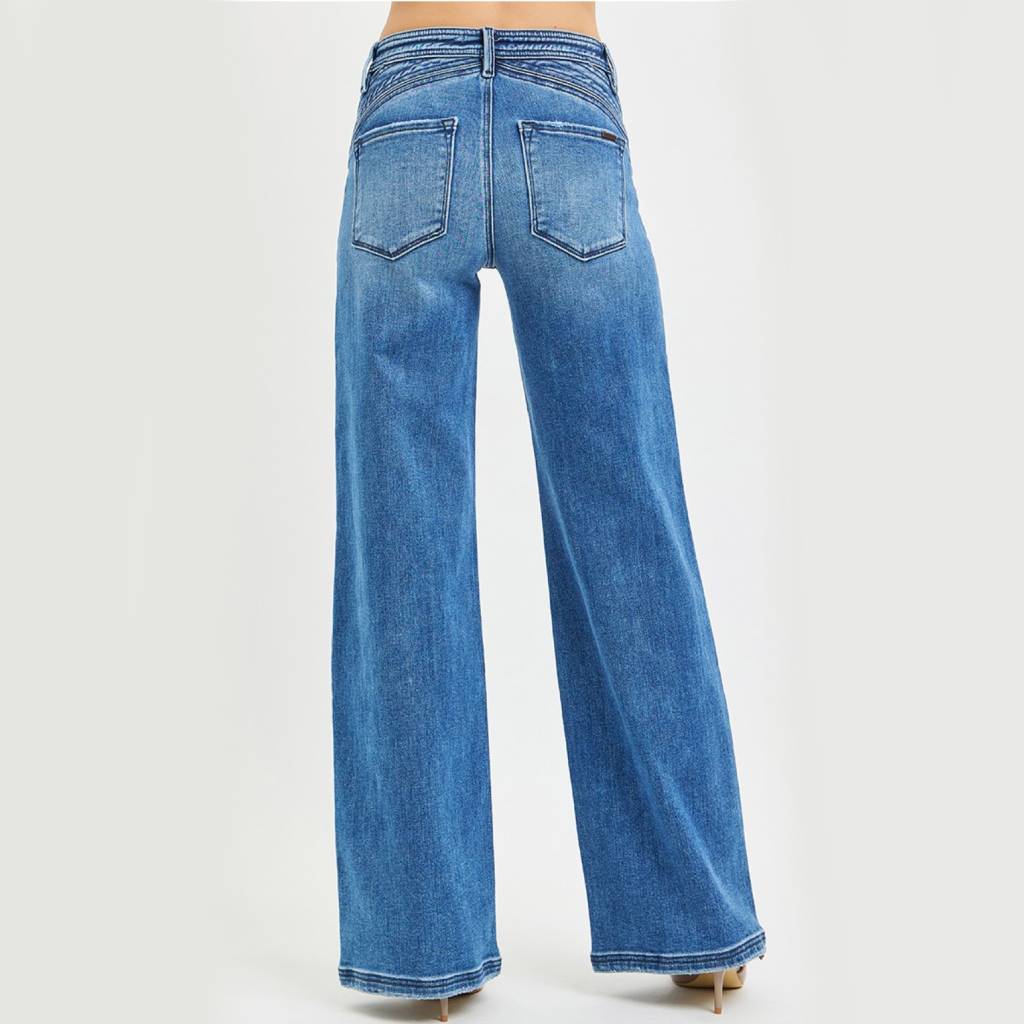 Risen High Rise Wide Leg Waist Detail Jean - Image 2