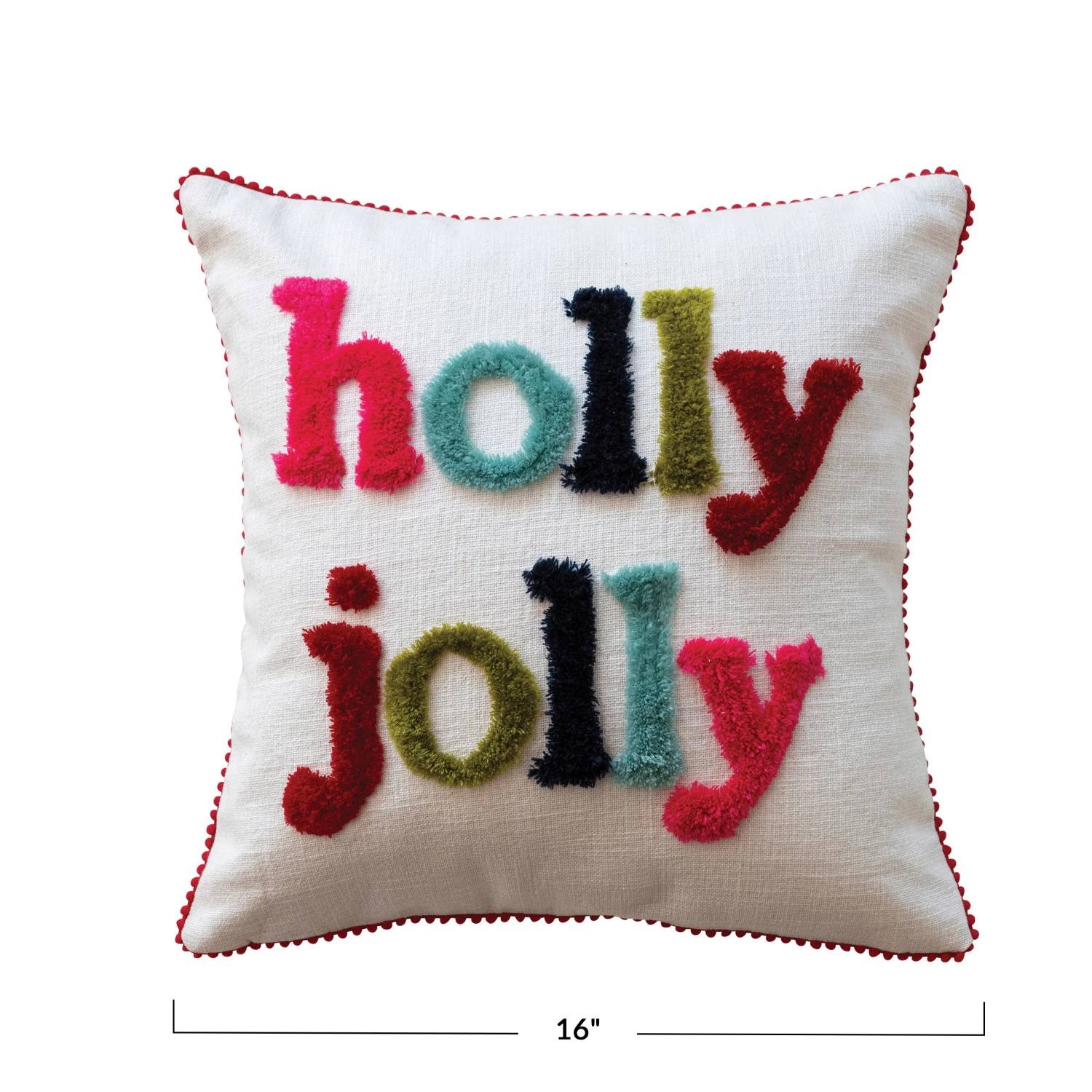 Holly Jolly Square Slub Pillow - Image 2