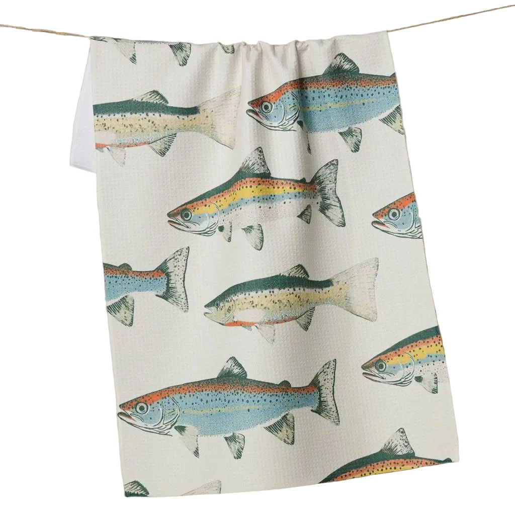 Geometry Hooked on Fishing Tea Towel