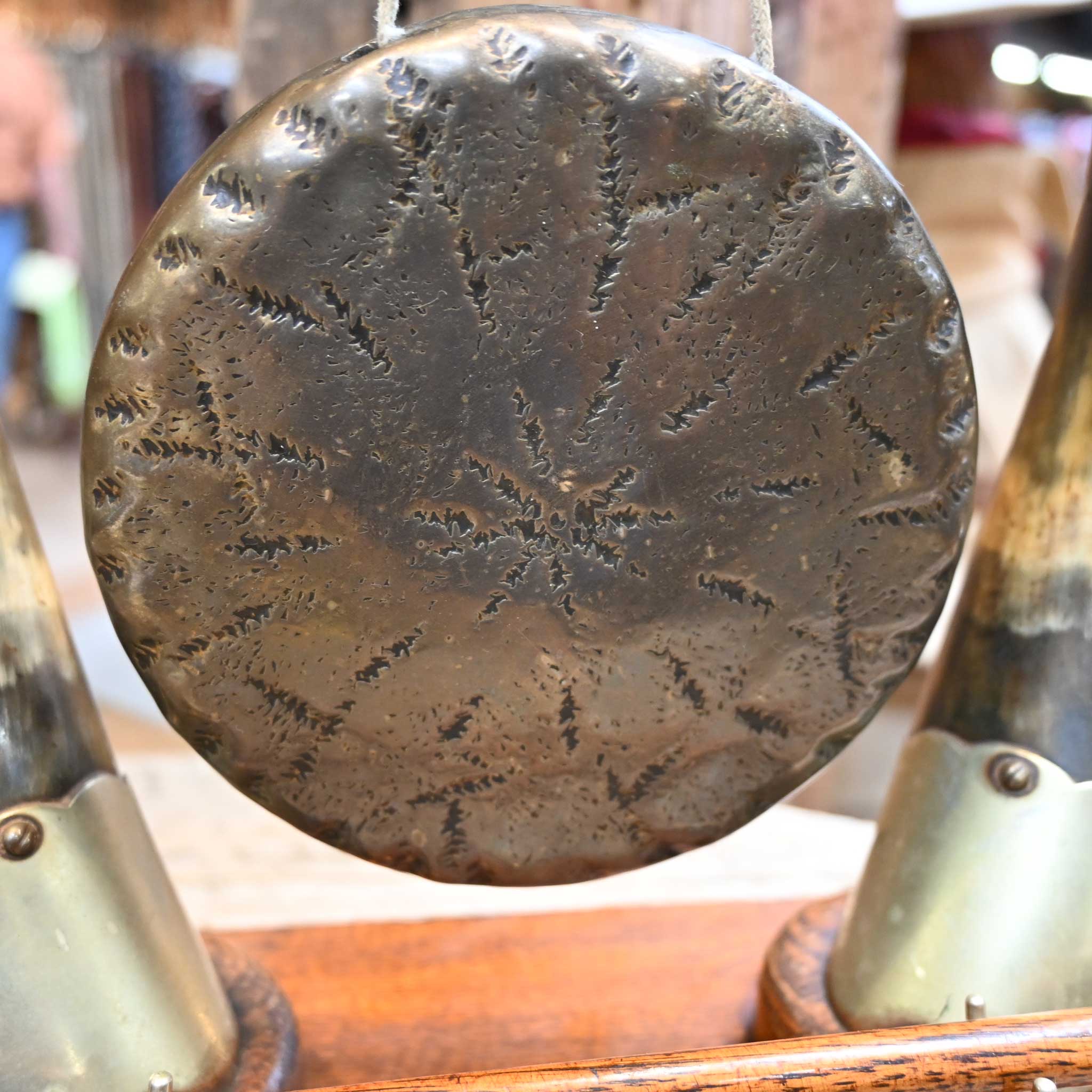 Rare & Unique Horn Dinner Bell w/ Wooden Gong - Image 3