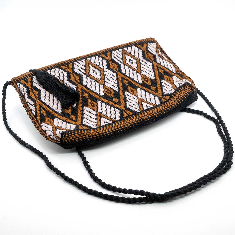 Huichol Crossbody Bag - Pink/Brown