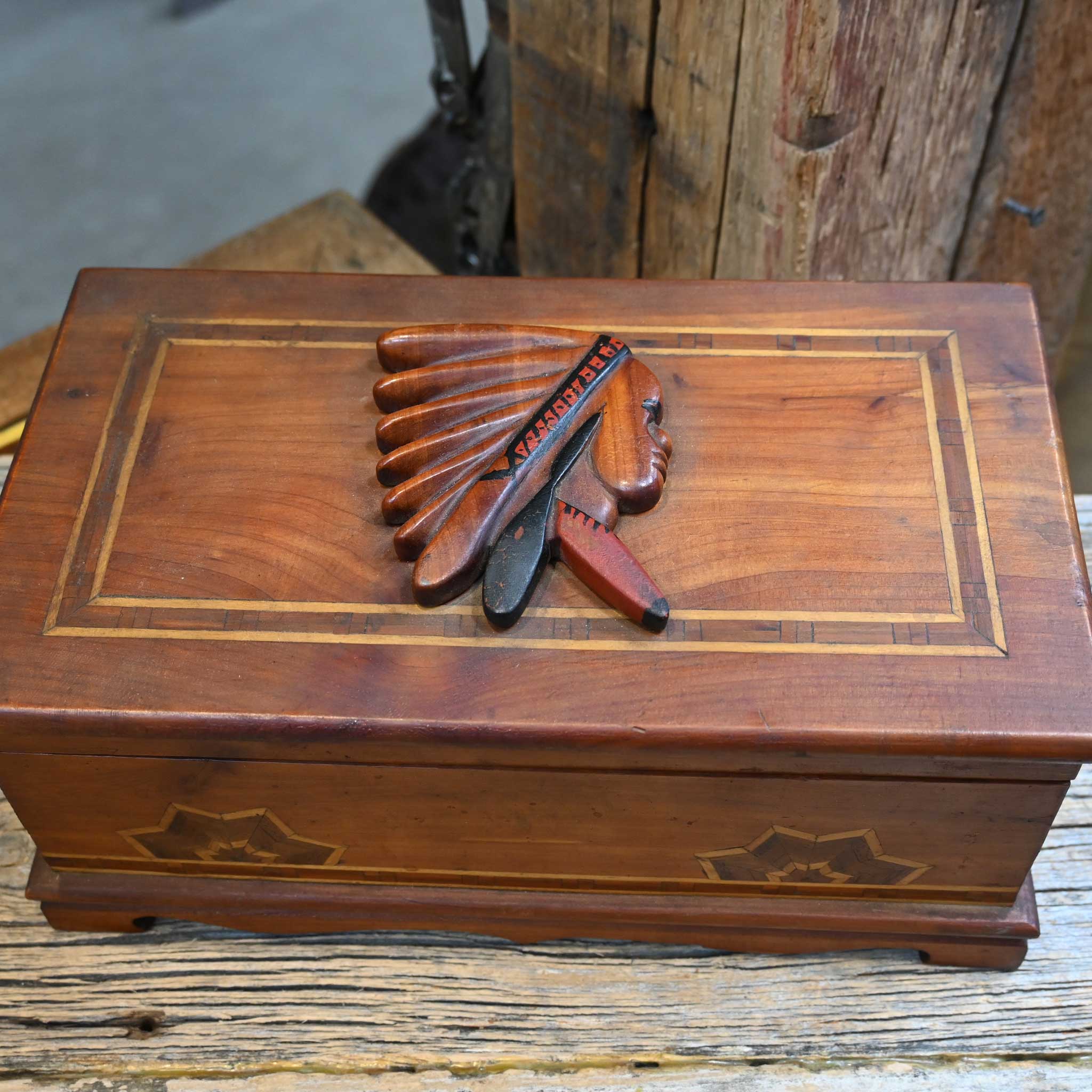 Vintage Velvet Lined Indian Jewelry Box