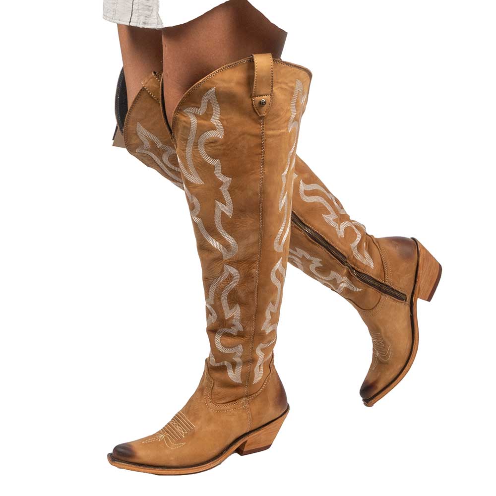 Liberty Black Indira Nobuck Grease Miel Wide Calf Boot - Image 2
