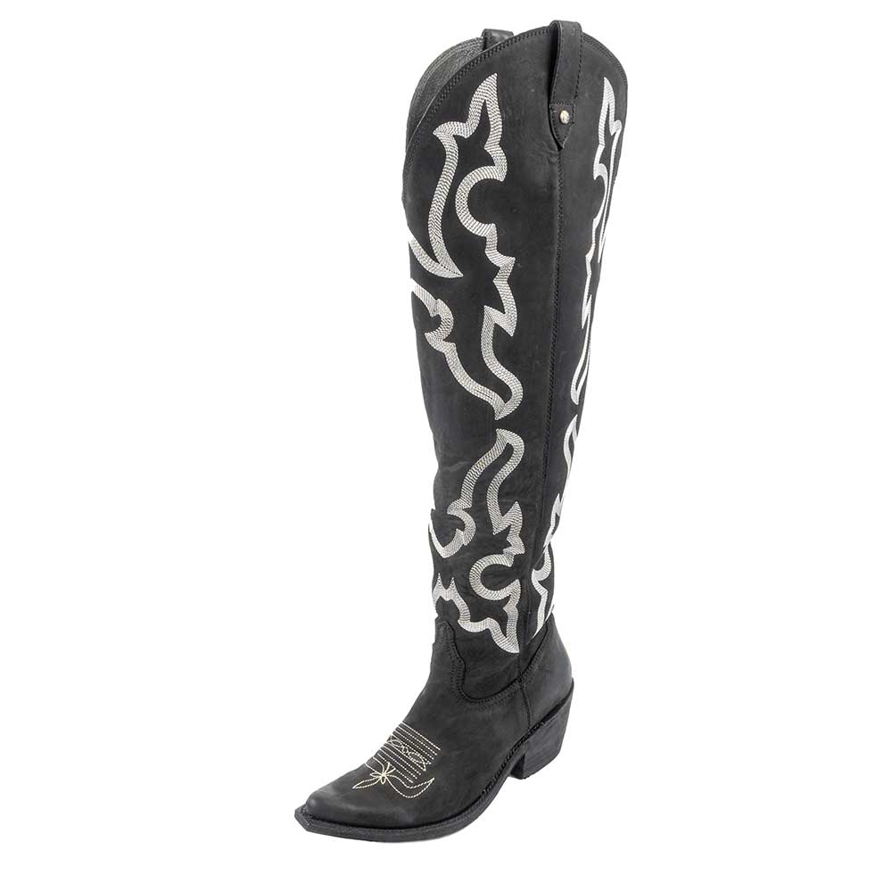 Liberty Black Indira Nobuck Grease Wide Calf Boot