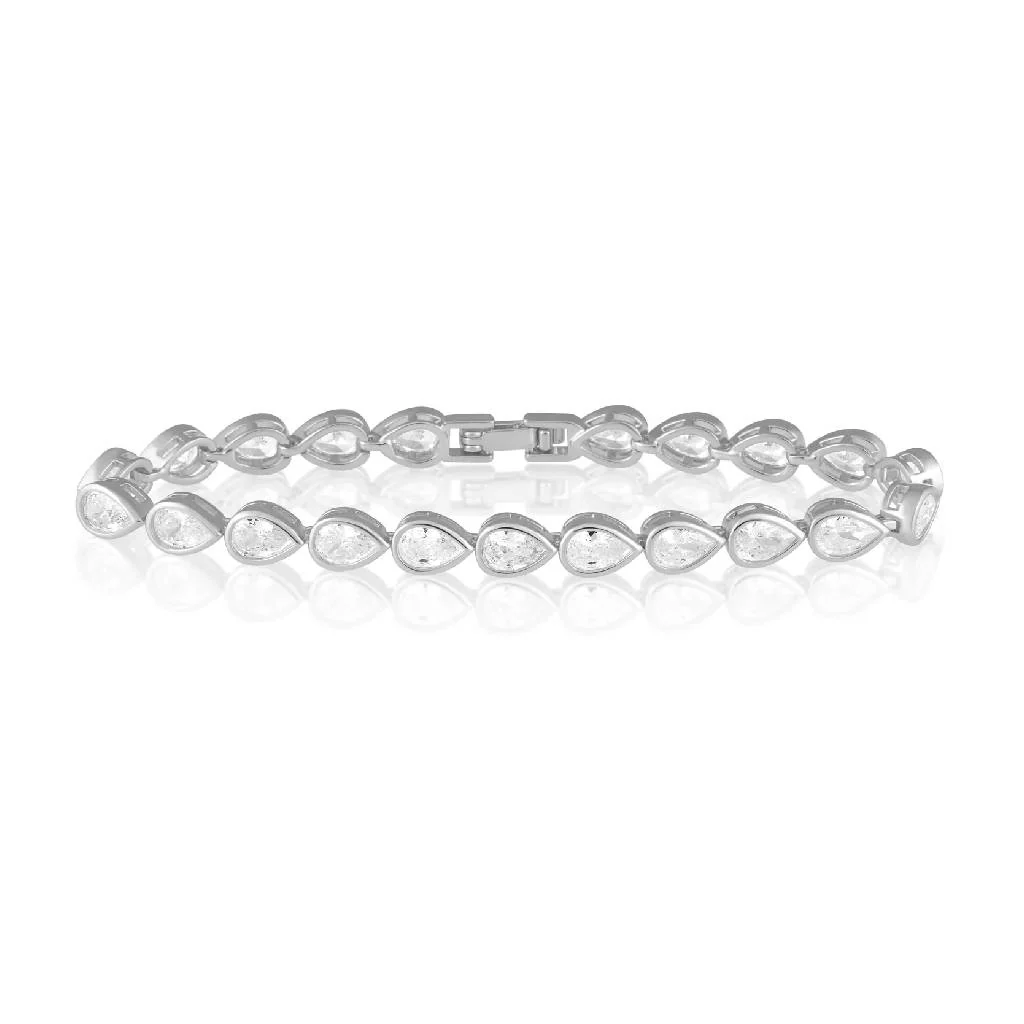 Ines Raindrop Silver Tennis Bracelet