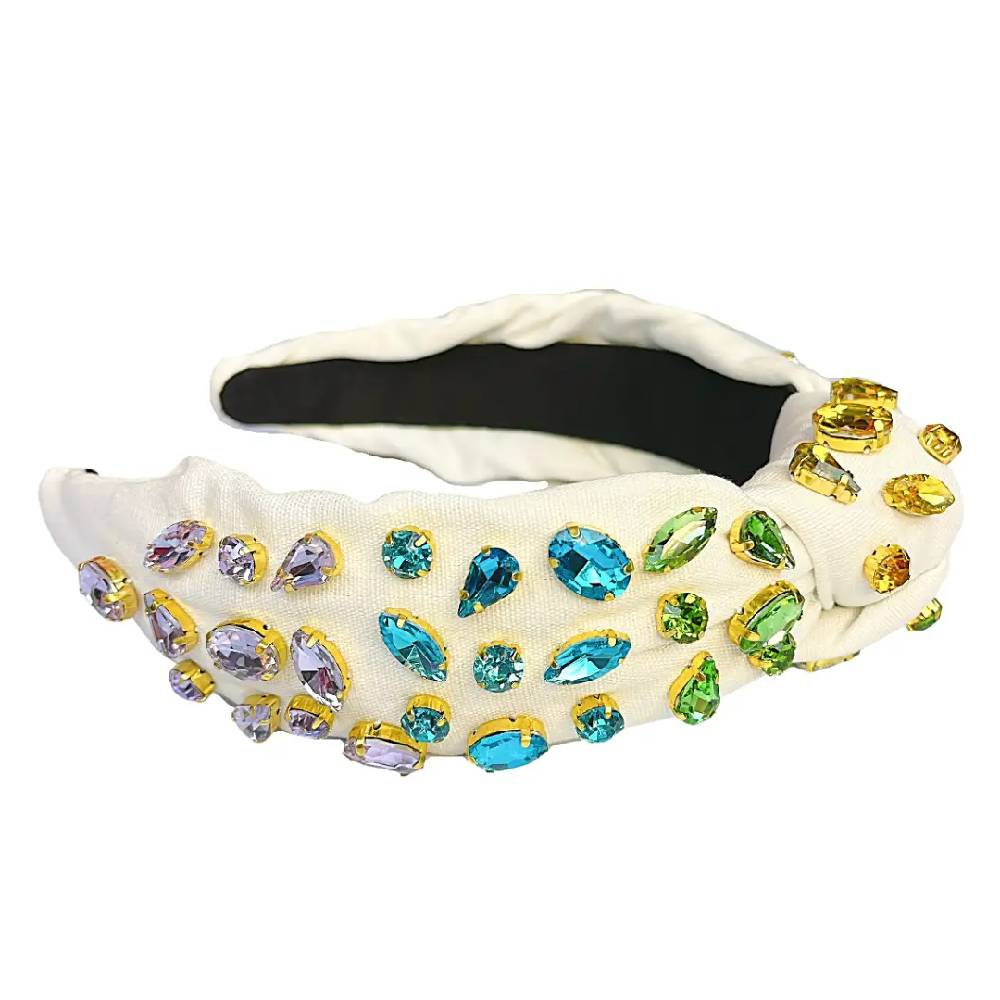 Ivory And Rainbow Gradient Crystal Headband - Image 2