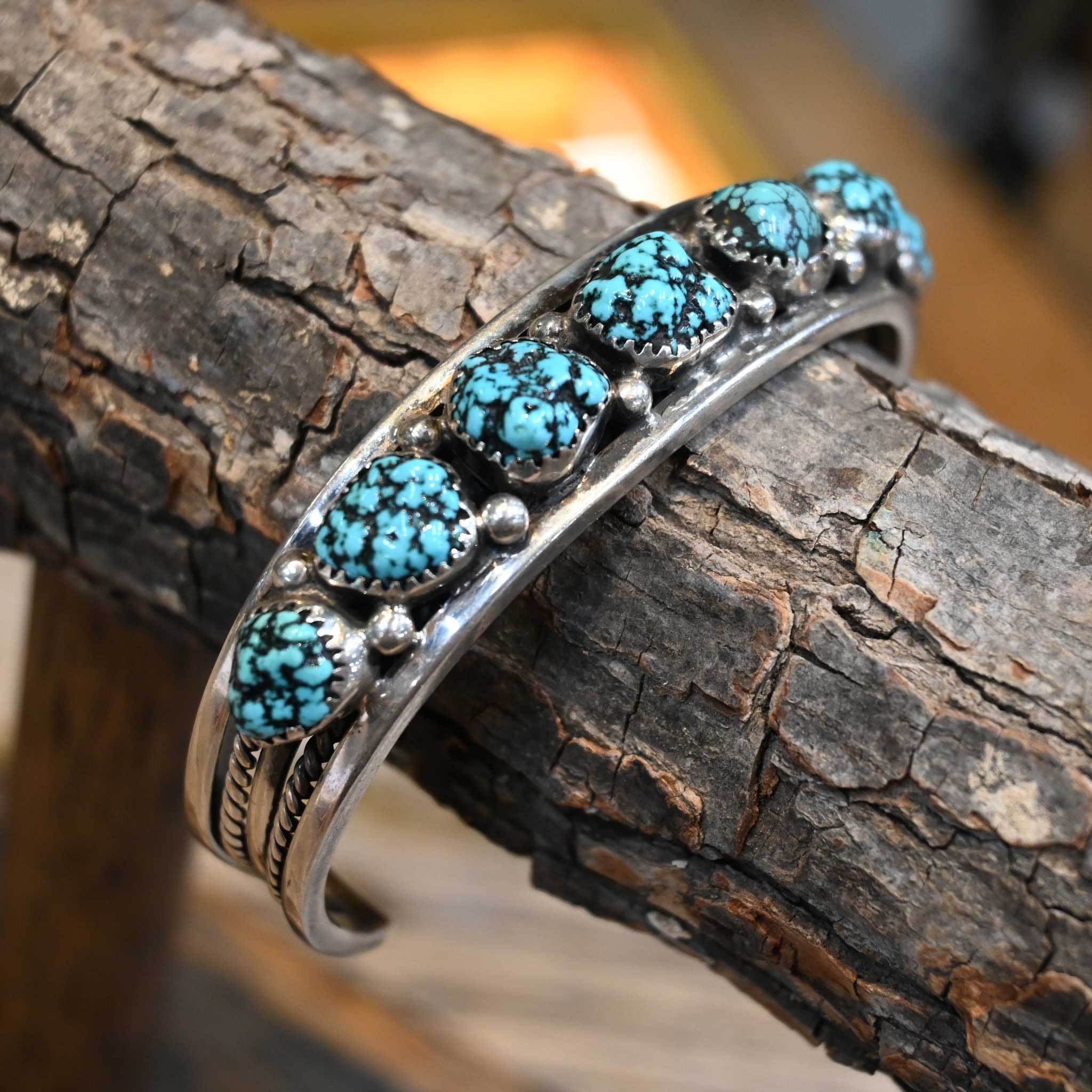 Juan Martinez Sterling Silver & Seafoam Turquoise Cuff - Image 2