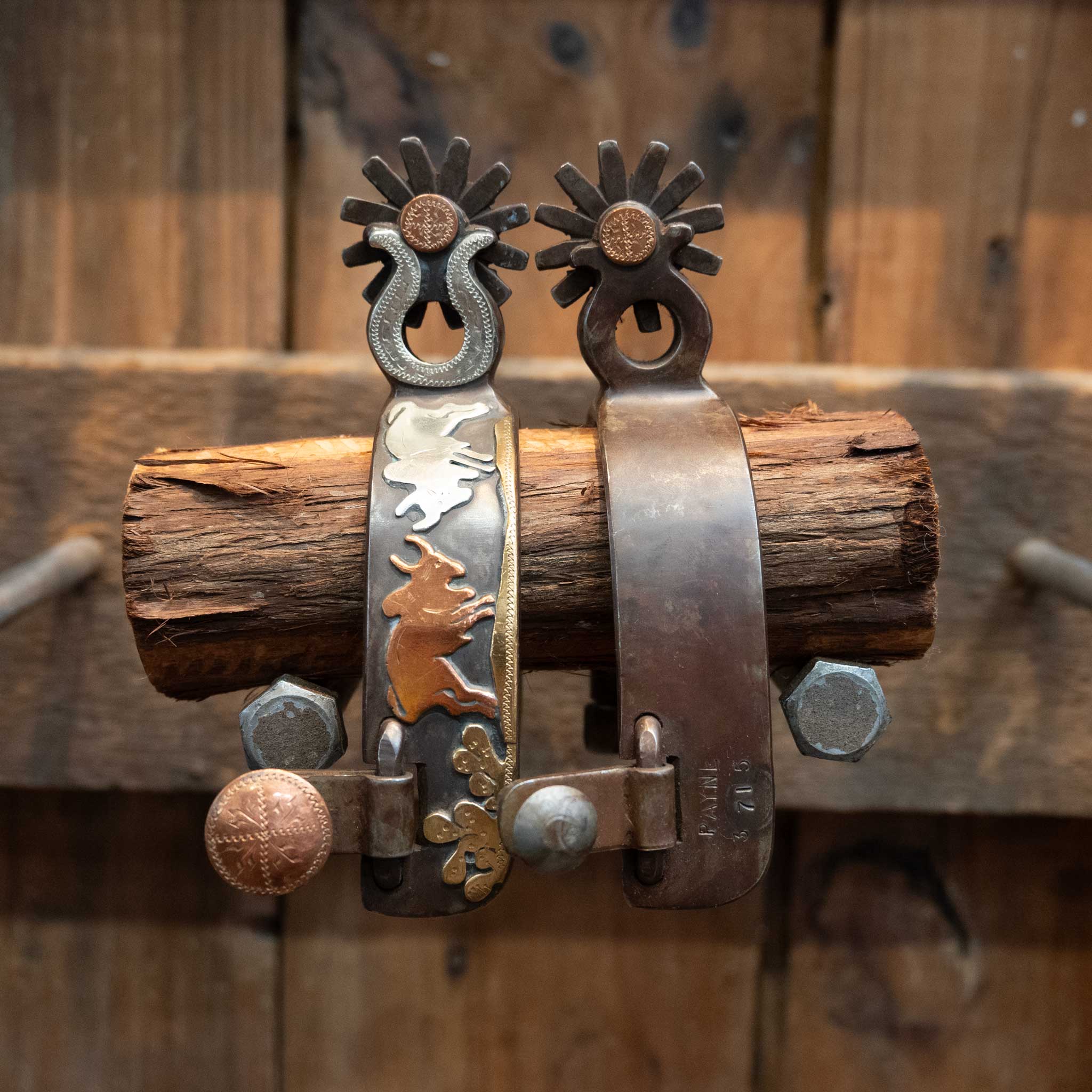 Jeff Payne Silver & Copper Mounted 12pt. Spurs