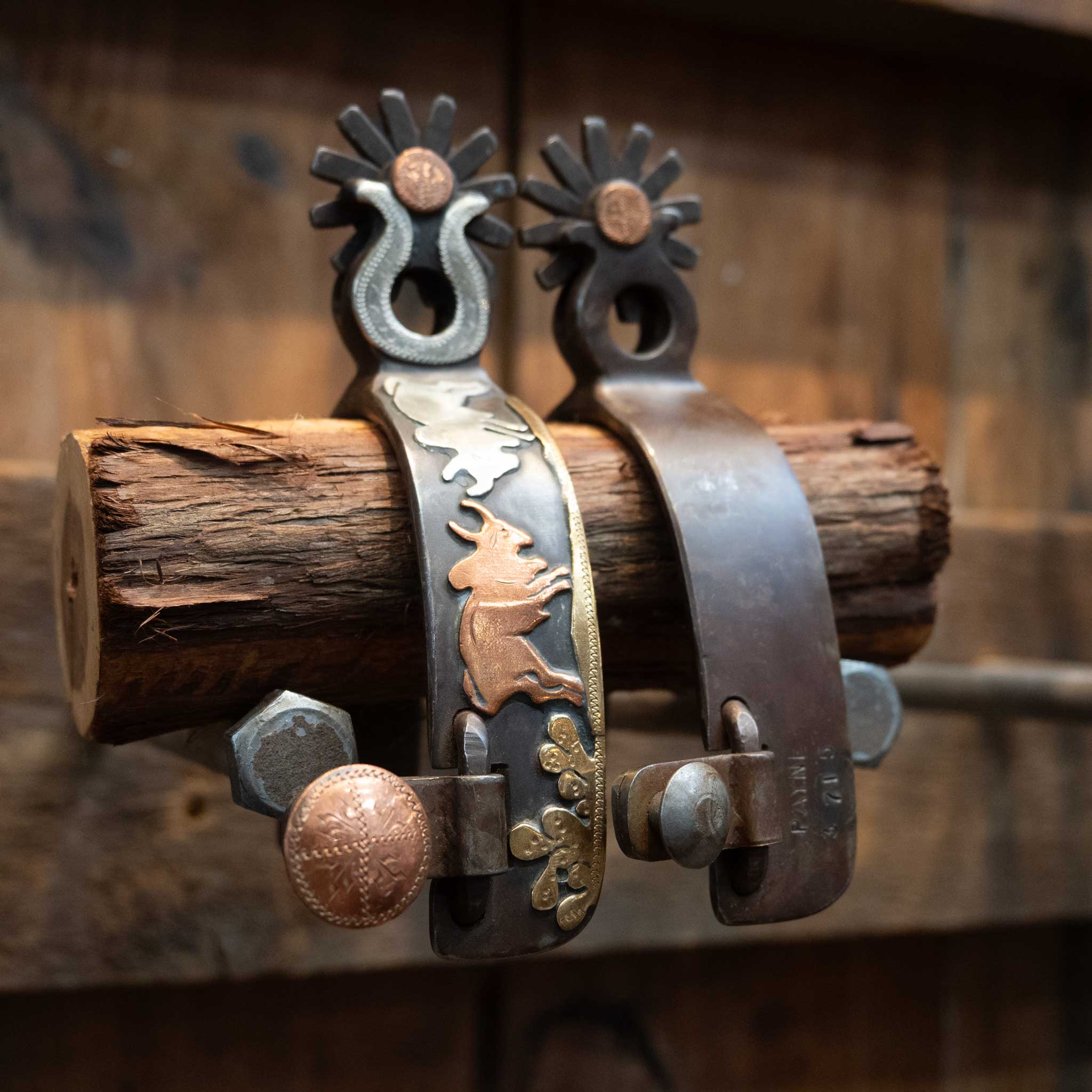 Jeff Payne Silver & Copper Mounted 12pt. Spurs - Image 2