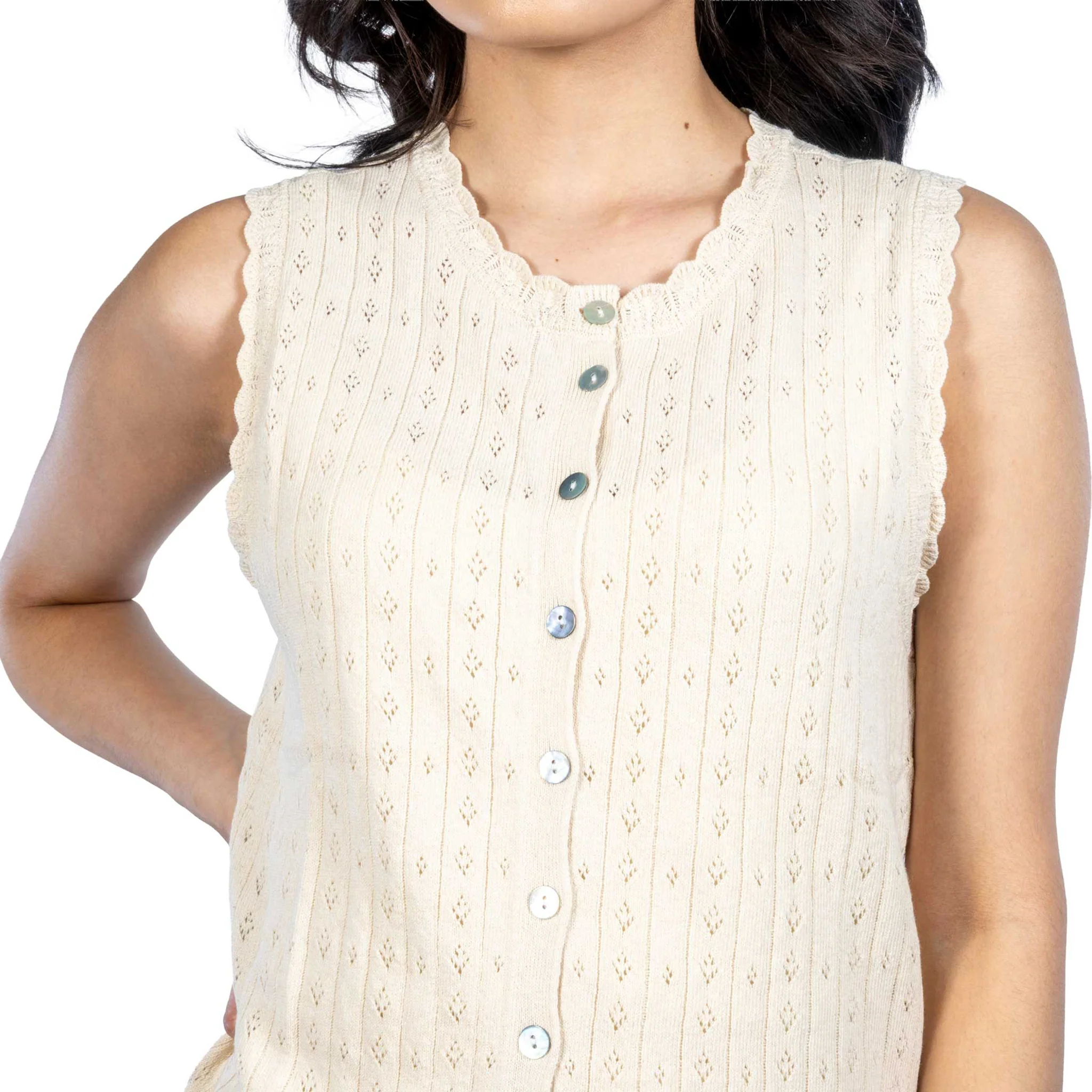 Dylan Jesse Sleeveless Cream Sweater Tank Top - Image 3
