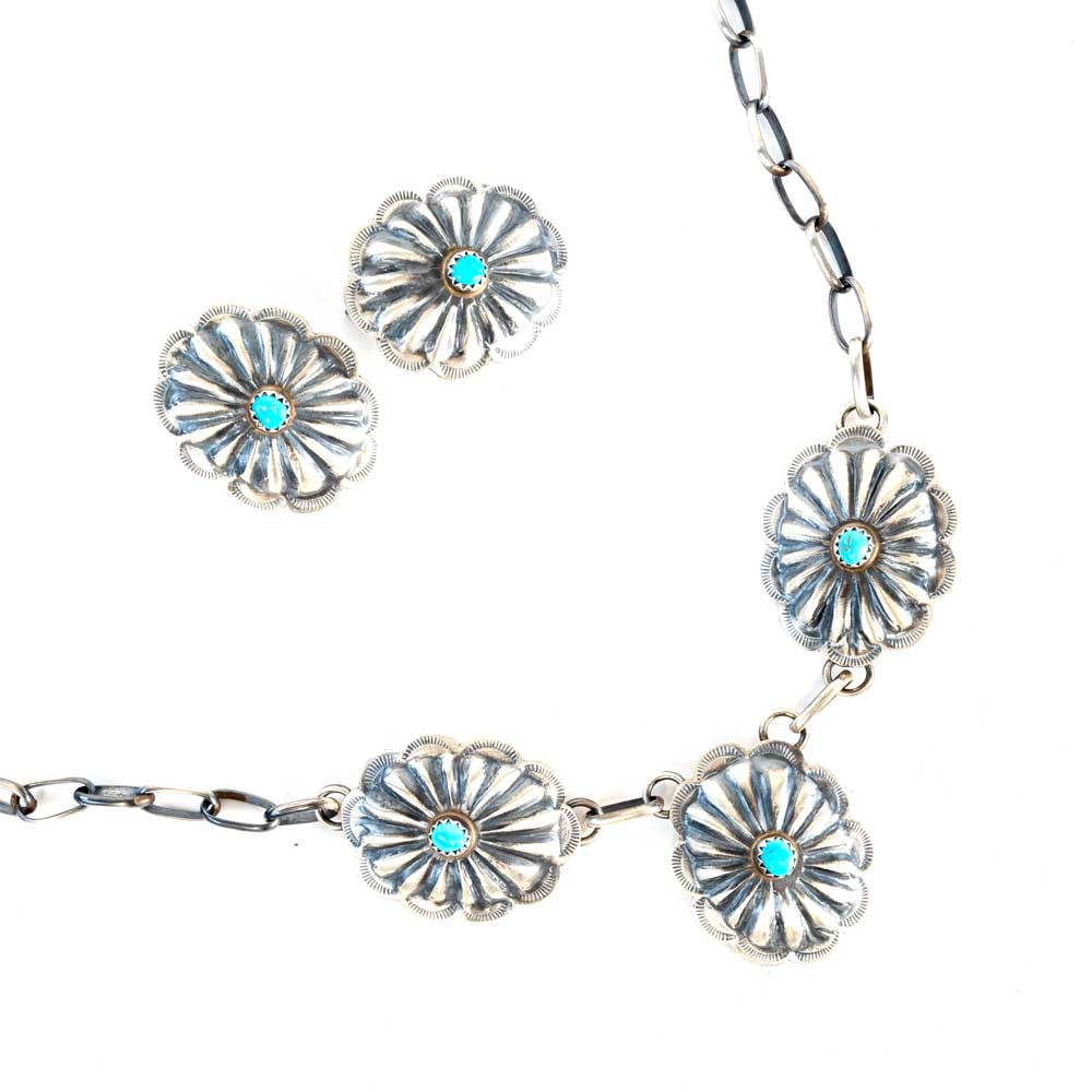 Joan Begay Kingman Concho Necklace & Earring Set