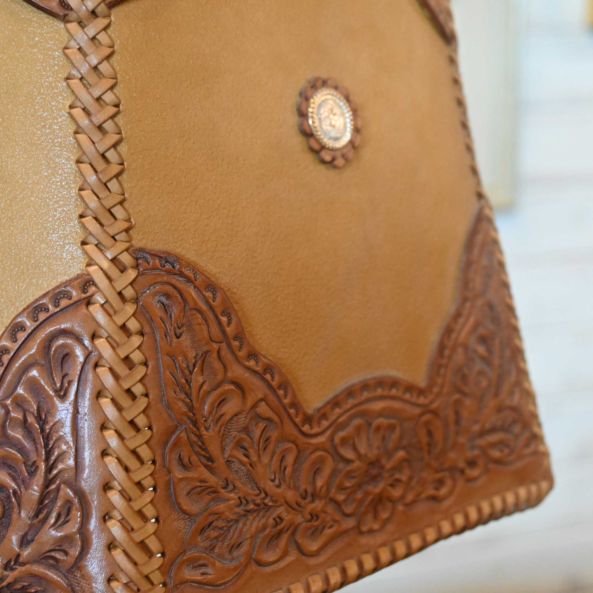 John H. Kittleson Tooled Leather Mini Saddle Lamp - Image 4