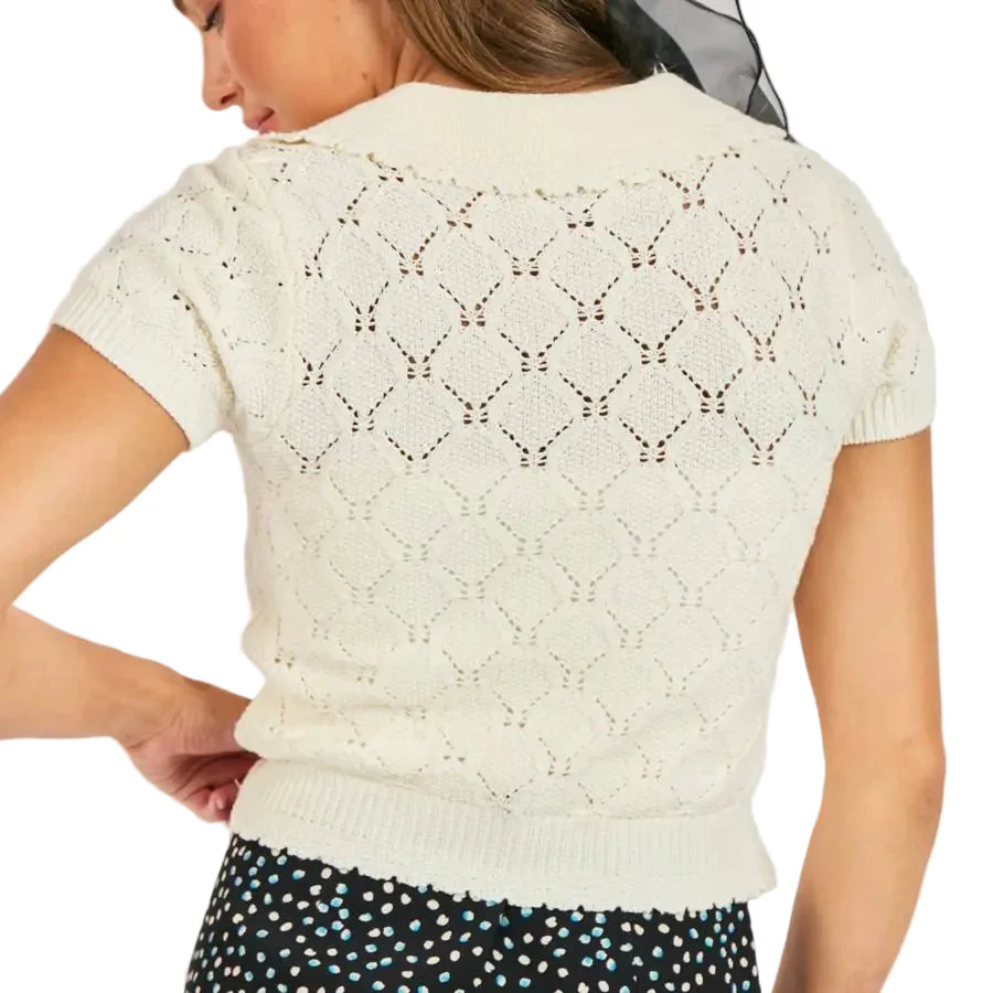 Sadie & Sage Josephine Ivory Polo Sweater - Image 2