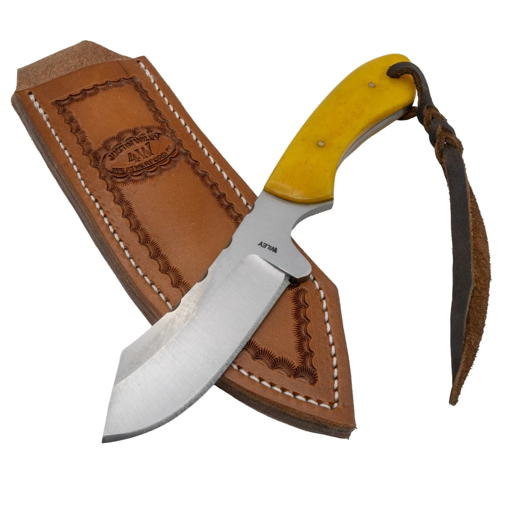 Justin Wiley Handmade Yellow Handle Camp Knife